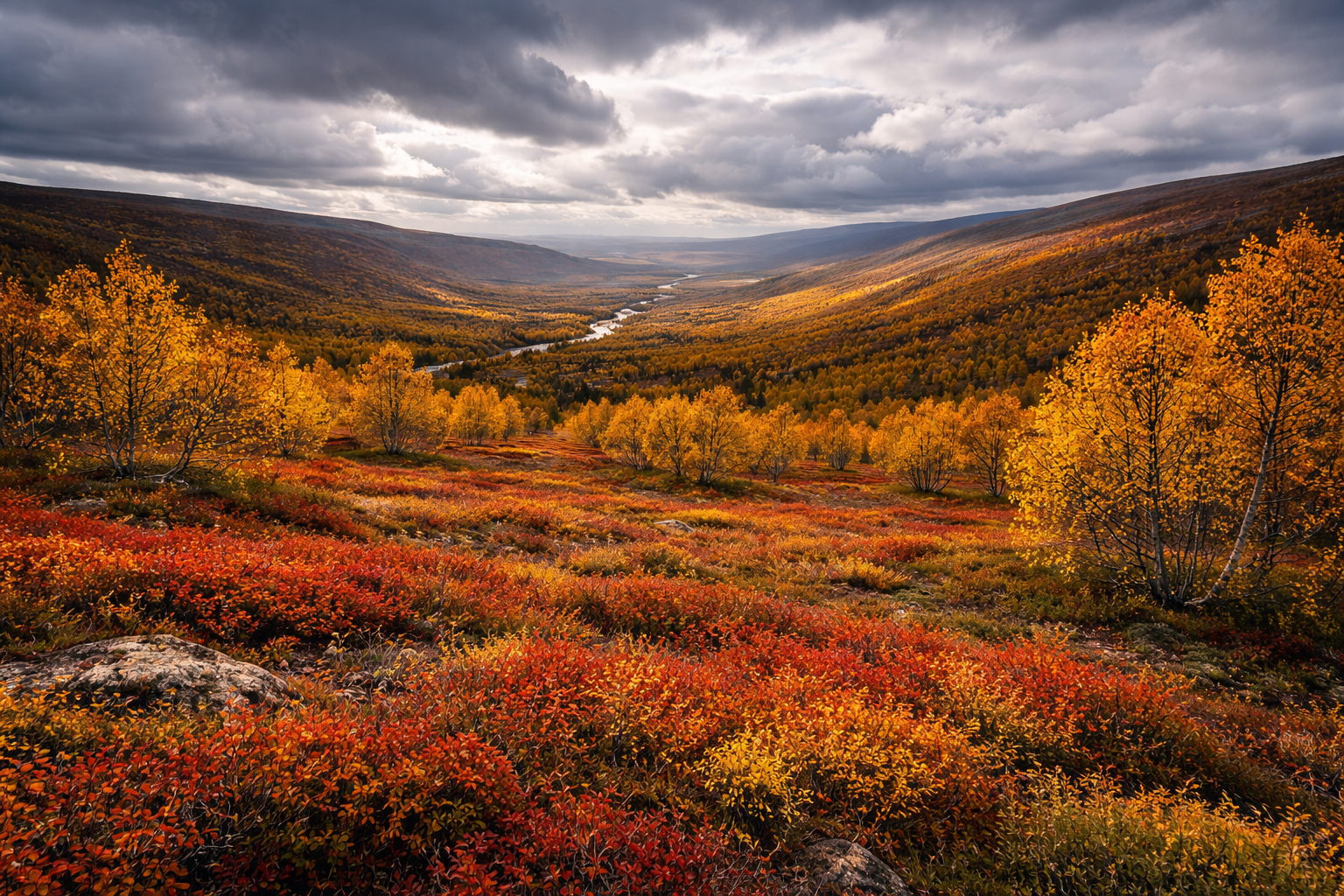 Ruska autumn colours panorama (AI)