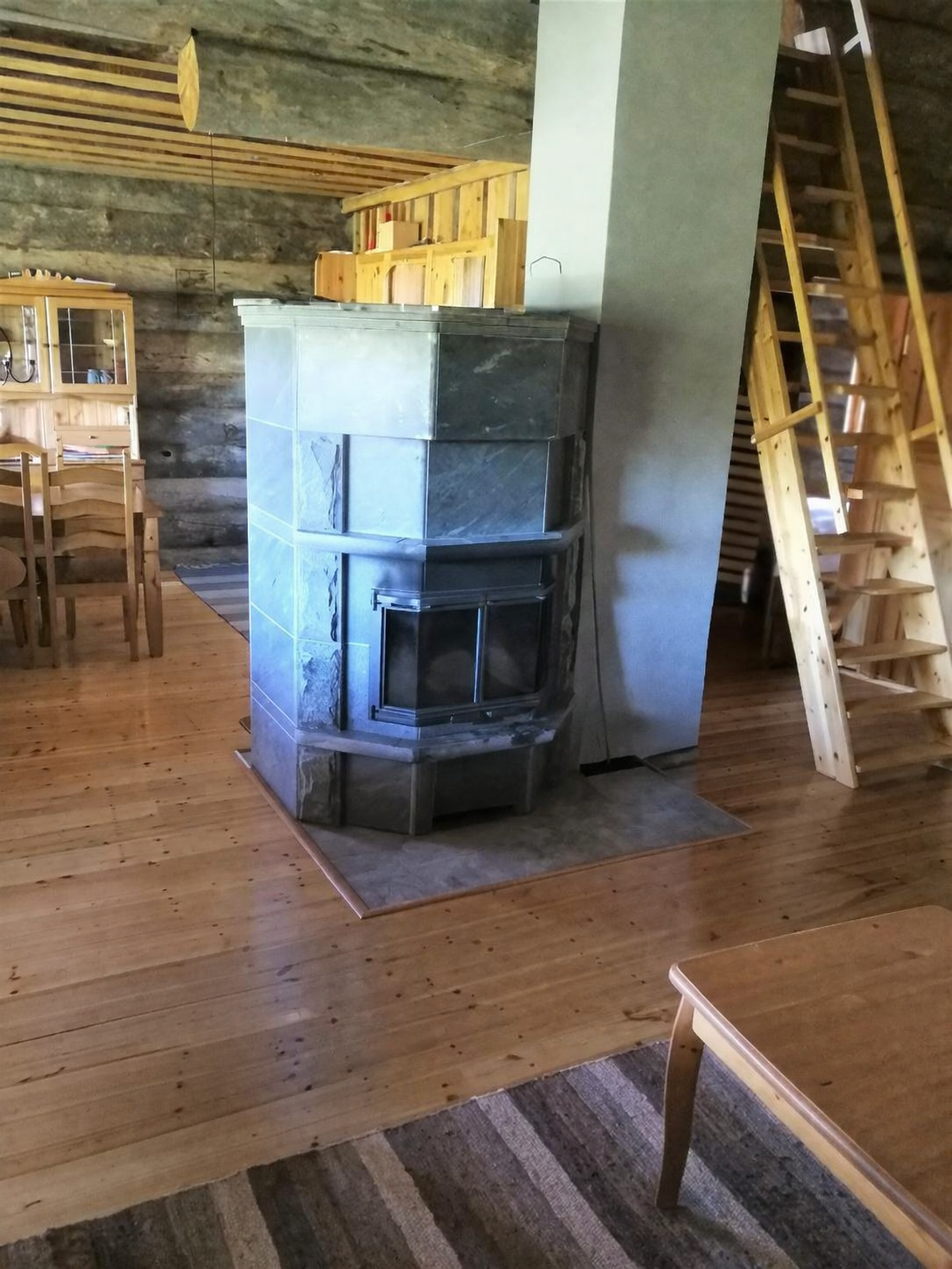 Soapstone fireplace in the living room